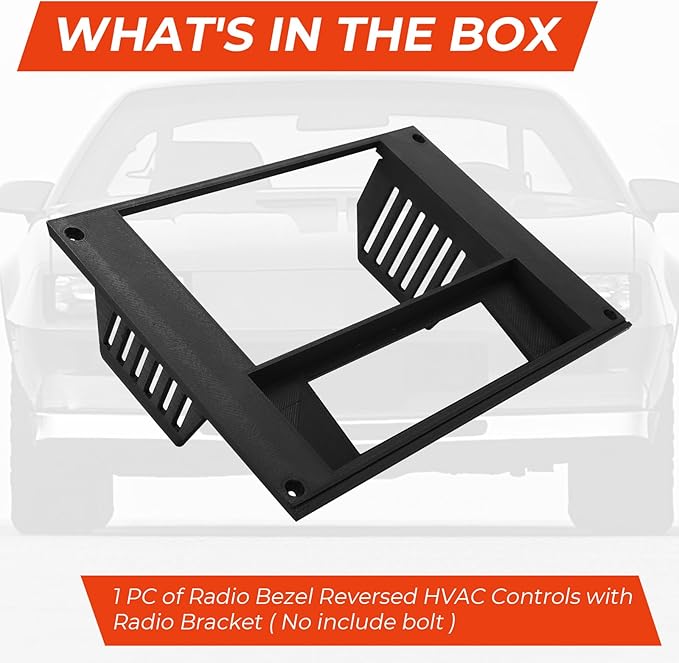 AUTOVIC Radio Bezel Reversed HVAC Controls with Radio Bracket for 3rd Gen Camaro 1982-1992, 3D Printed Double Din Radio Dash Kit Black