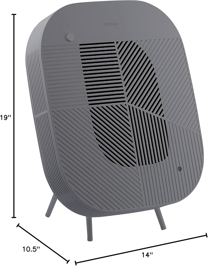 KOMMA Lov Air Purifier for Bedroom, 3.1 inch Slim Wall mount & Stylish Standing type, Hepa Filter Air Cleaner, Remove Fine Dust, Smoke. (Light Charcoal with with Cradle)