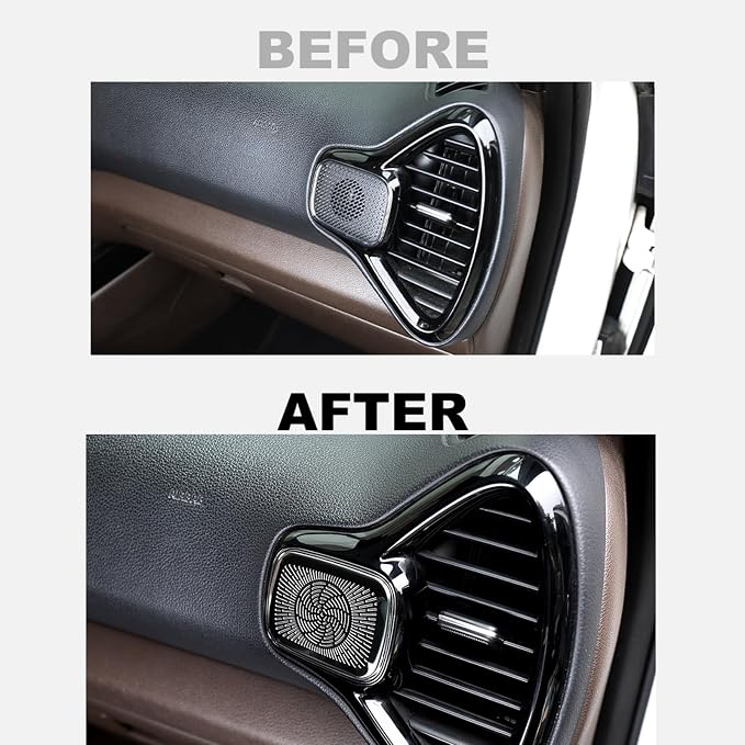 Stainless Steels Upper Air Outlet Speaker Cover Steels Interior Speaker Decoration Trim Cover Compatible with Kia Soul 2020-2025 Accessories (Black)