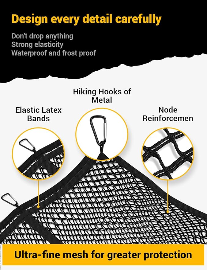 AUTOWN 2 Pack Truck Bed Cargo Net, Heavy Duty & Fine Mesh Bundle