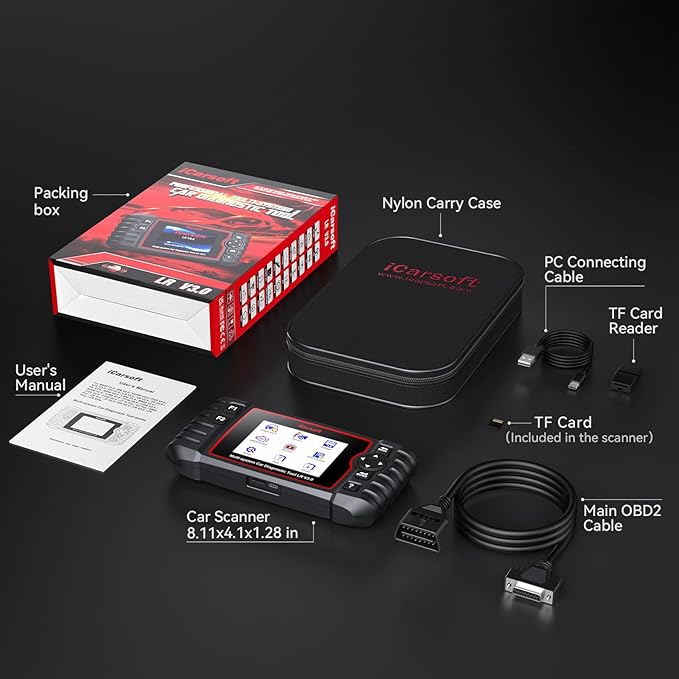 iCarsoft LR V3.0-D OBD2 Scanner for Land Rover & Jaguar Vehicles Auto VIN, Full-System Diagnosis, 35+ Resets, ABS/SRS/Transmission Code Reader, Bidirectional Control & Live Data Graphs