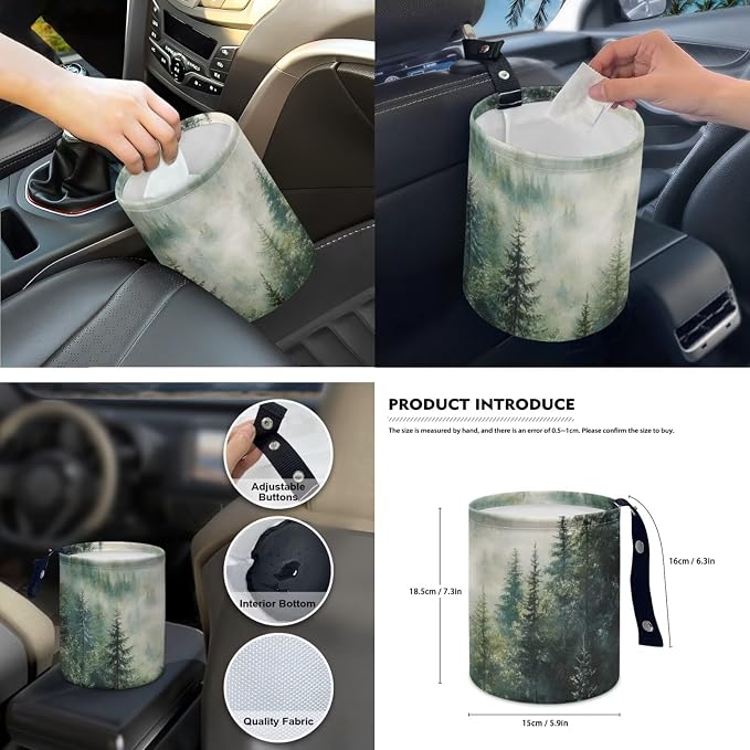 Misty Mountain 15 PCS Car Seat Cover Set with Auto Steering Wheel Cover Seat Belt Strap Protector Cup Holder Trash Bag Rear View Mirror Protector Keychain