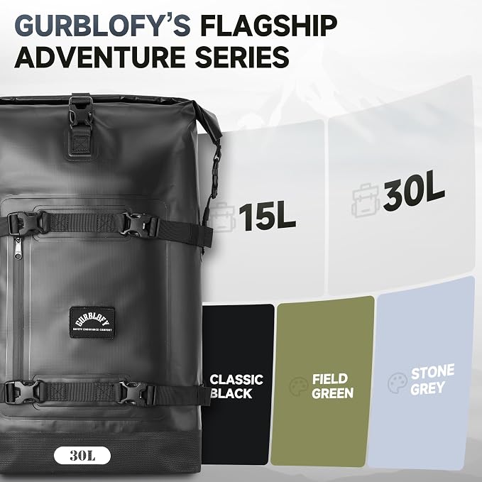 Motorcycle Tail Bag, 30L Waterproof Motorcycle Travel Bag | 2 Size and 3 Color Options Motorcycle Saddle Bag, PVC Luggage Bag, Rear Seat Bag, Classic Black GT-30BL