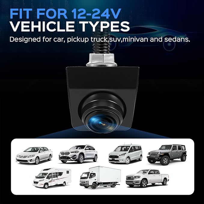 Backup Camera with Switchable Front View - 1080P Metal AHD, 170° Wide Angle Rearview, Super Clear Night Vision, IP69 Waterproof Reverse - Universal for Cars, Trucks, SUVs, Vans (White)