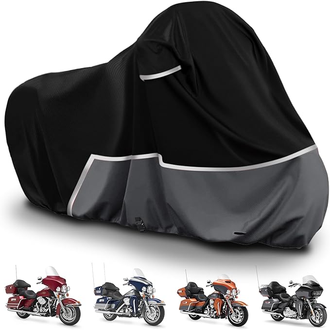 Waterproof Motorcycle Cover Replace for Harley Davidson Touring Limited with Trunk Models, 420D Oxford Cloth Road Glide Limited, Ultra Motorcycle Cover for Snow Rain Dust Protection