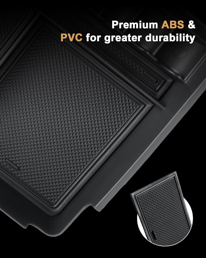 Center Console Organizer Set For 2022-2026 Nissan Frontier - 3 Pcs Armrest Box Storage Tray + Middle Console Organizer + TPE Cup Holder Insert For 2022-2026 Frontier Accessories - Solid ABS No-Slip