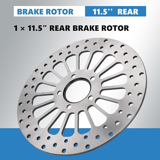 11.5''Rear Brake Rotor Fit for Harley Davidson Touring Sportster Dyna, Early Super Glide Softail Great Performance Superior Heat Dissipation Brake part, 420 Stainless Steel Rotors
