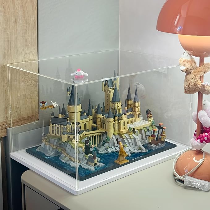 Choowin Acrylic Display Case for Lego 76419 for Lego Hogwarts Castle and Grounds for Lego Display Thickened Clear Acrylic Display Cases for Collectibles Assemble Dustproof Display Box(Black Base)