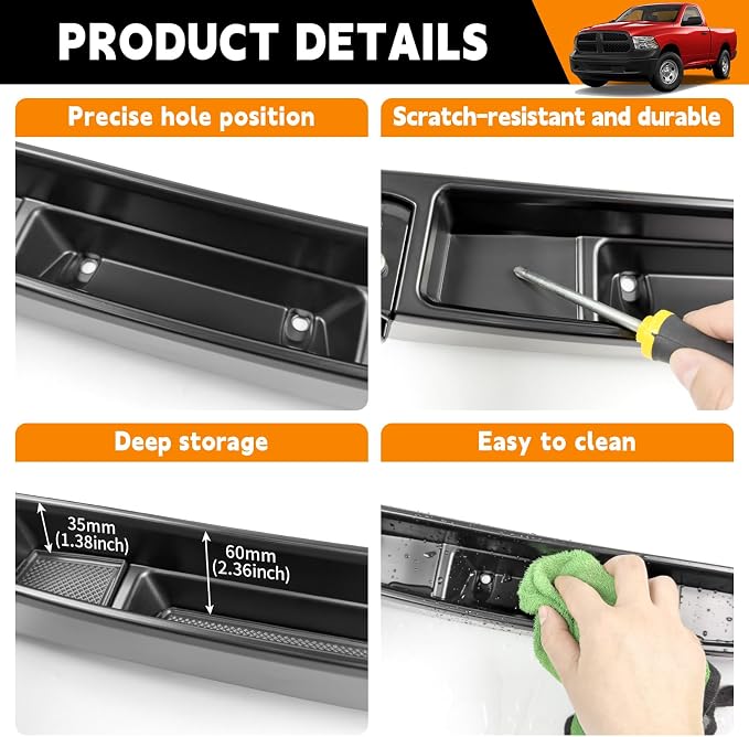 Dashboard Phone Holder Compatible with 2013-2018 Ram1500 2500 3500&2019-2024 Ram 1500 Classic Center Console Organizer Dash Tray Phone Mount for RAM Accessories(DodgeRam 2013-2018)
