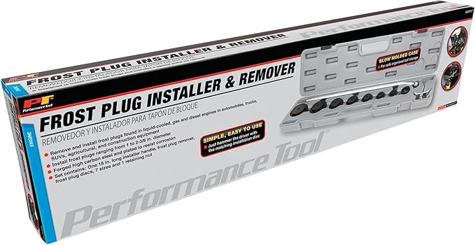 Performance Tool W89737 Frost Plug Installer & Remover Set (Freeze Plugs) With Blow Mold Case