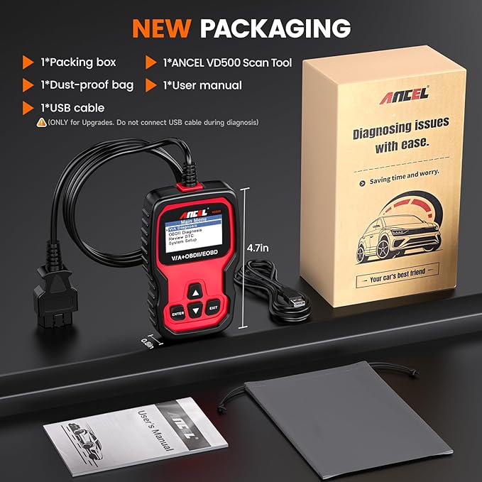ANCEL VD500 OBD2 Scanner Diagnostic Tool for Volkswagen VW Audi Skoda Seat Diagnosis Check Engine Light EPB ABS SRS Code Reader Oil Throttle Position Adaption Brake Pad Reset
