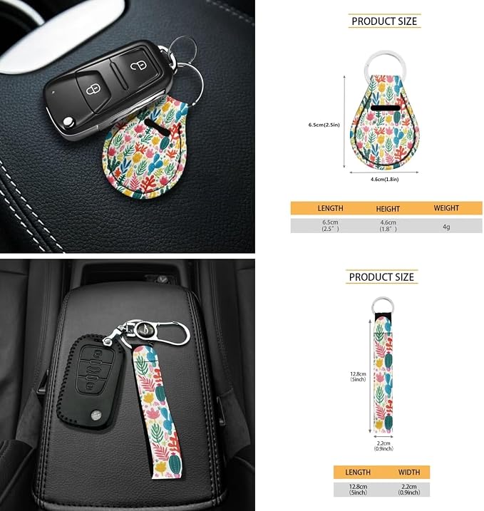 Cactus Car Seat Covers Full Set with Armrest & Steering Wheel Covers, Seat Belt & Handbrake Protectors, Cup Holder Coaster, Head Rest Covers, Keychain - 18 Pack