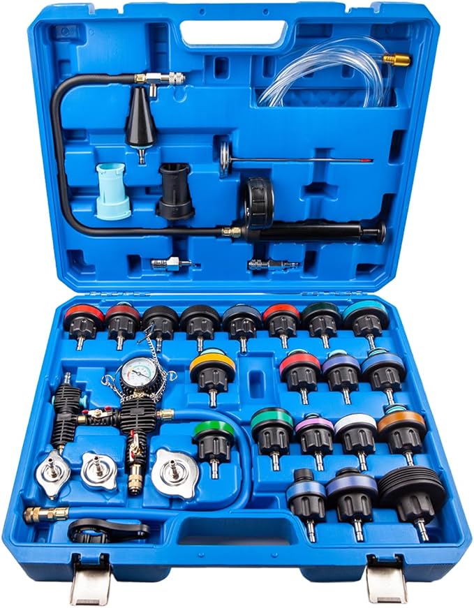 Wostore 33pc Coolant Pressure Tester Kit, Radiator Cooling Filling System Vacuum Pump Leak Test with 23 Adapters for Tesla Model 3/Y, BMW, Ford, Toyota... Universal for Auto Car Airlift 2025 New