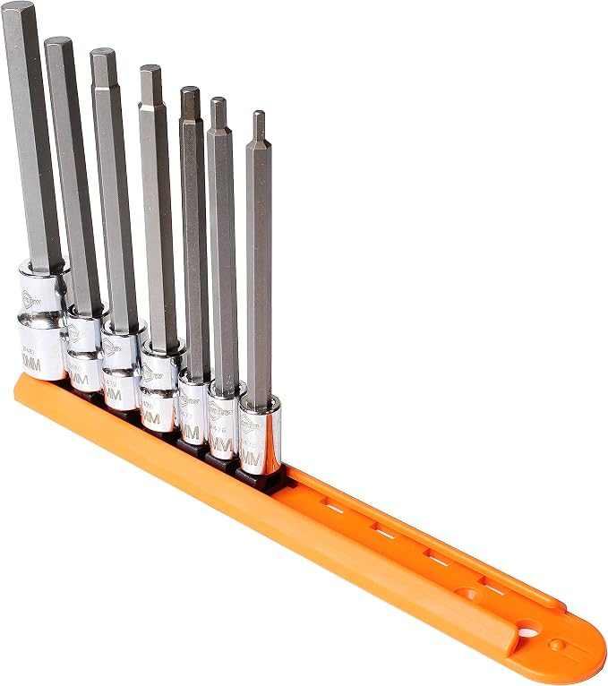 Mayhew Tools 16034 Metric Hex Insert Socket Bit Set, Chrome, 7-Piece Medium-Length