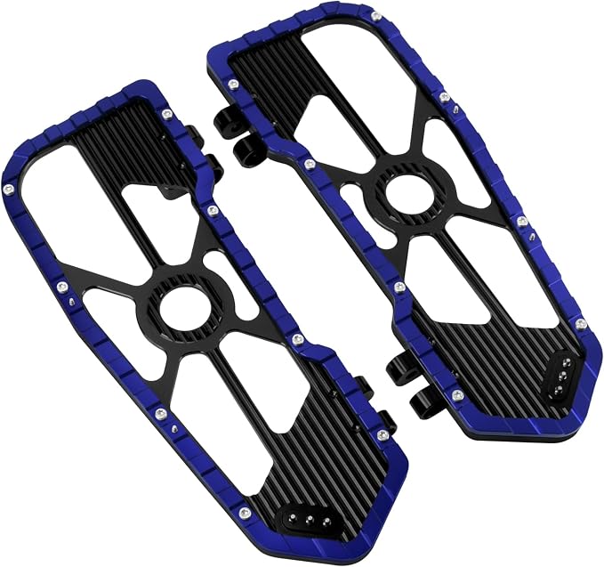 Motorcycle Floorboards Driver Footboards Wide Foot Pegs Board Pedal Compatible with Touring Electra Road Street Glide Softail Road King Blue Edge