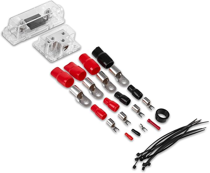Belva True 1/0 Gauge AWG Premium CCA Dual Amplifier Wiring Kit Without RCA Cable - BPK0D RED