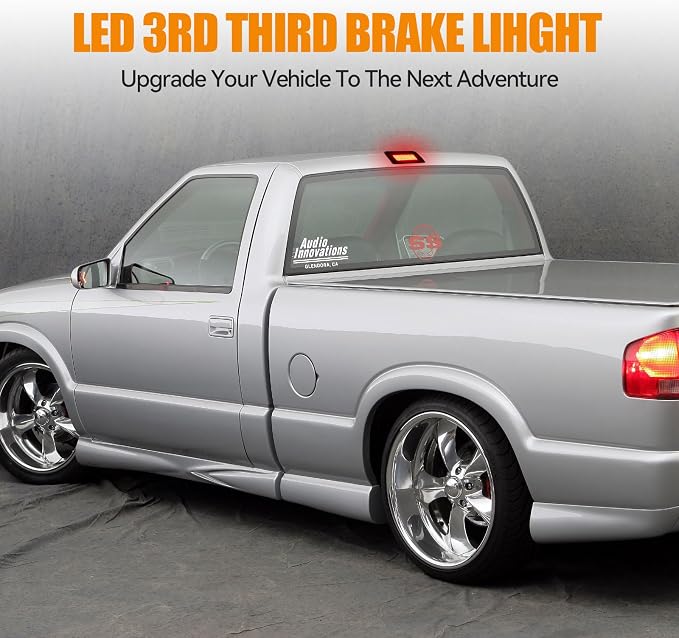 Third 3rd Brake Light LED for 1994-2003 Chevy S10/GMC Sonoma Standard/Regular/Crew Cab, High Mount Rear Brake Lights Assembly, Waterproof Center Cab Lamp Stop Light (Not for Extended Cab)