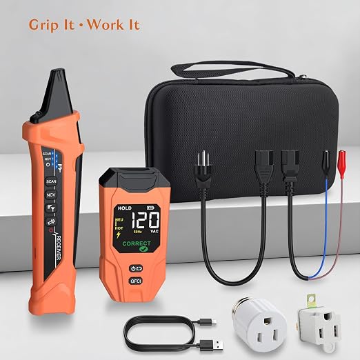 Circuit Breaker Finder with LCD Display, GFCI Outlet Tester, Rechargeable Electrical Circuit Tracer Tool with NCV Test and Flashlight for Electrical System and Installation Applications