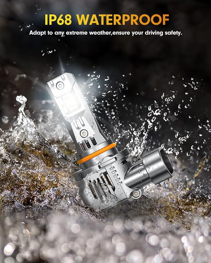 FAHREN Latest & Brightest 9005 LED Bulbs, (1,200%) 10X 110,000LM Extreme Brightness HB3 bulb, 6500K Cool White, 1:1 Min Size,IP68 Waterproof.Pack of 2,Fog Bulbs HID,Plug-N-Play.