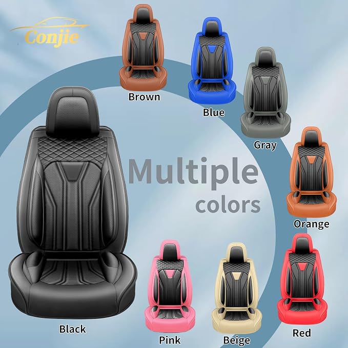 Fit Accord Car Seat Covers Premium Leather for Honda Accord 2010-2025 2026. Waterproof,Anti-Slip, Scratch-Resistant & All-Weather Seat Cushion Protector (2 Front Seat, All Black)