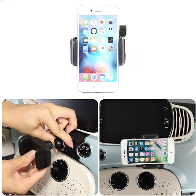HAPPYHORSE Car Phone Mount Compatible with Fiat 500 2016-2023,Car Center Console Mobile Phone Bracket Phone Holder Phone Mount Mount with Self-Adhesive Base Accessories (Style A)