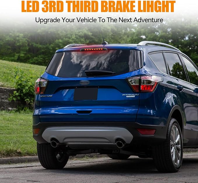 Third 3rd Brake Light LED for 2013-2018 Ford Escape, High Mount Rear Brake Lights Assembly for 13-18 Escape, Waterproof Center Cab Lamp Stop Light (Black)