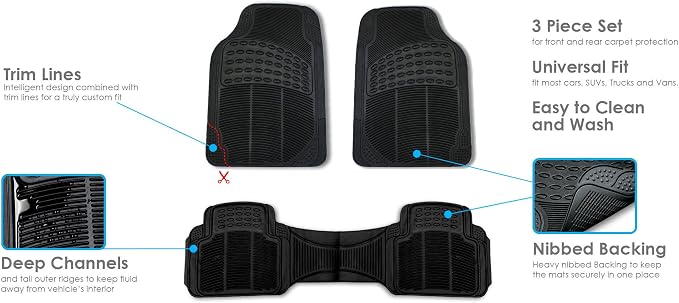 FH Group Car Seat Cover Airbag Compatible Full Set Beige Premium PU Leather - Split Bench Combo Vinyl Floor Mats Seat Covers Interior Accessories Universal Fit for Cars Trucks SUV