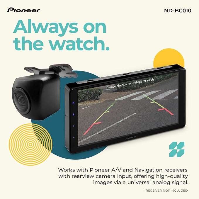Pioneer ND-BC010 Rearview Camera - Universal Backup Camera, 155 Degree Wide Angle View, High Resolution Images, Clear Night Vision, Flexible Installation, Compatible with Pioneer in-Dash Receivers