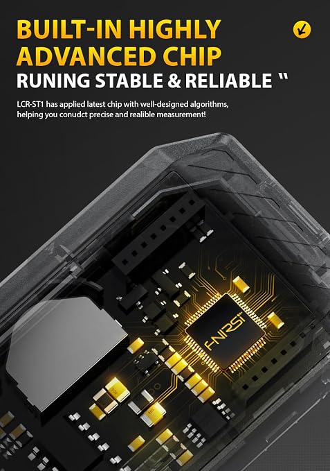 FNRSI Upgraded Version LCR-ST1 Mini Smart LCR Meter, SMD Tester, ESR Meter - 100Hz, 1kHz, and 10kHz Resistance Capacitance Inductance Continuity Diodes Measurement Tool