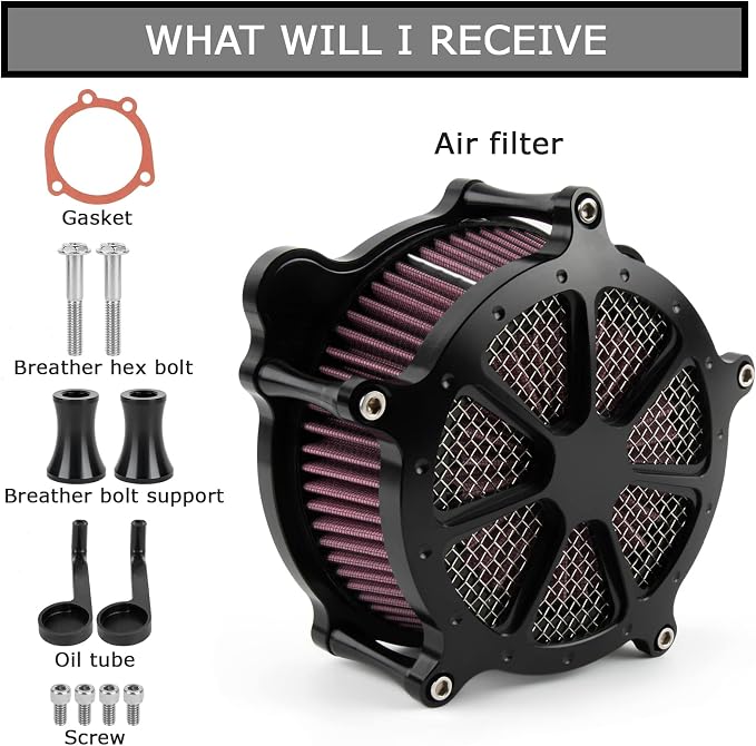 PSLER Air Cleaner Intake Filter Kit for Twin Cam Dyna Softail Touring Red | Billet aluminum, for Twin Cam 1993-2015, Touring Road King Electra Glide Street Glide 1993-2007