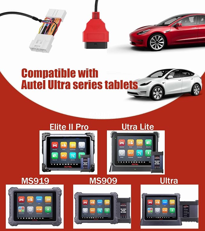 Autel TESKIT3Y Tesla 3 and Y Model Vehicles Compatible Diagnostic Cable Adapter Compatible with Autel Ultra MS919 MS909 Elite II Ultra Enables to Read and Erase Codes 26Pin OBD1 to 16 Pin OBD2