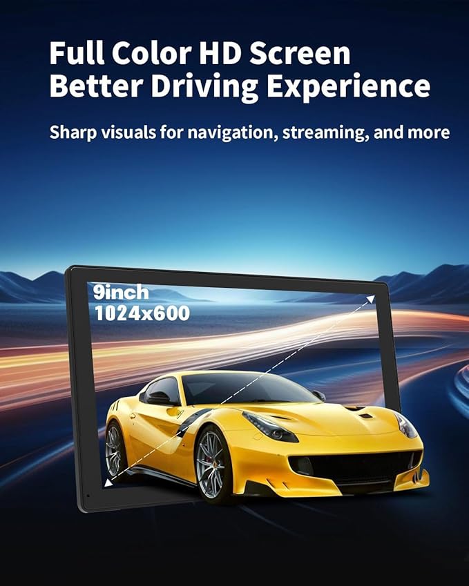 9 Inch Wireless CarPlay Screen for Car, CarPlay & Android Auto Touch Screen Car with Backup Camera, Bluetooth, Navigation, Mirror Link Voice Control