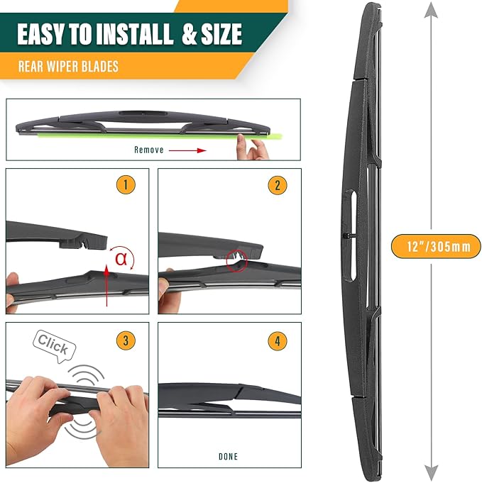 Windshield Wiper Blades Replacement for Ford Escape 2008 2009 2010 2011 2012,Original Equipment Replacement Front Rear Wiper Blade Set - 20" 20" 12" (Set of 3)