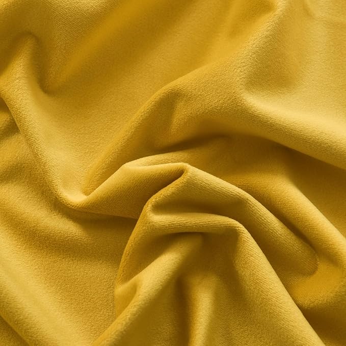 Roslynwood Luxury Soft Warm Yellow Velvet Curtains 108 inches Long Back Tab Thermal Insulated Blackout Window Drapes for Living Room/Bedroom/Dining Room, W52 x L108, 2 Panels