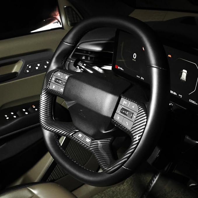 YOUTOOCAR Steering Wheel Trim Cover Compatible with Kia EV9 2024-2026 Accessories (Carbon Fiber Pattern)