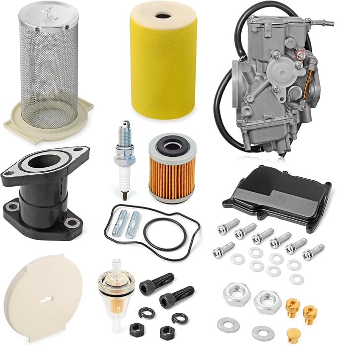 Carburetor Carb and ir Filter & Guide & END CAP Kit Intake Manifold For YAMAHA 1987-1998 Big Bear 350 1987-1995 Moto 4 YFM350ER 1996-1998 Kodiak 400 YFM400FW