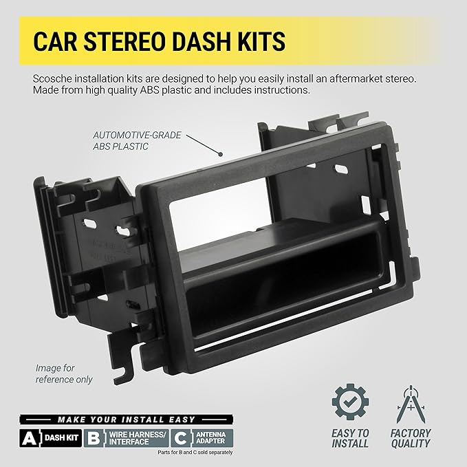 Scosche NN1665B Double DIN or Single DIN with Pocket Radio Install Dash Kit Compatible with Select 2009-19 Non-NAV Nissan 370Z - Aftermarket Car Stereo Installation Kit - See Guide Image for Vehicles