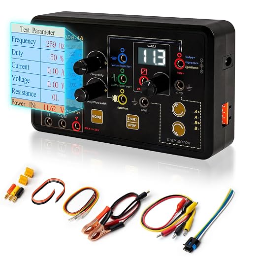 QDB-4A Ignition Coil Tester, 12V Automotive Actuator Tester, PWM Signal Generator Drive Fault Tester for Test Digital Injector Solenoid Valves Idle Stepping Instrument Urea Pump Motors Driver Treasure