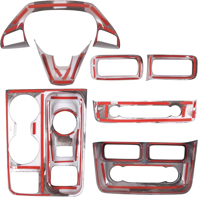 Car 7Pcs Center Console Decoration Trim Kit Compatible with Ford Maverick 2022-2024 Central Control A/C Volume Switch/Outlet Vent/Gear Shift/Steering Panel Protector Cover Interior Accessories