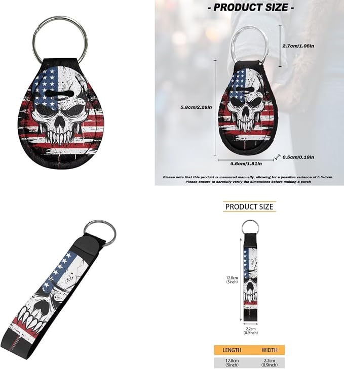Howilath USA Flag Skull Car Front Seat Cover with Interior Accessories Center Console Cover+Steering Wheel Cover+Seatbelt Pads+Keychain+Coasters Set of 10 Fit Sedan Truck Van