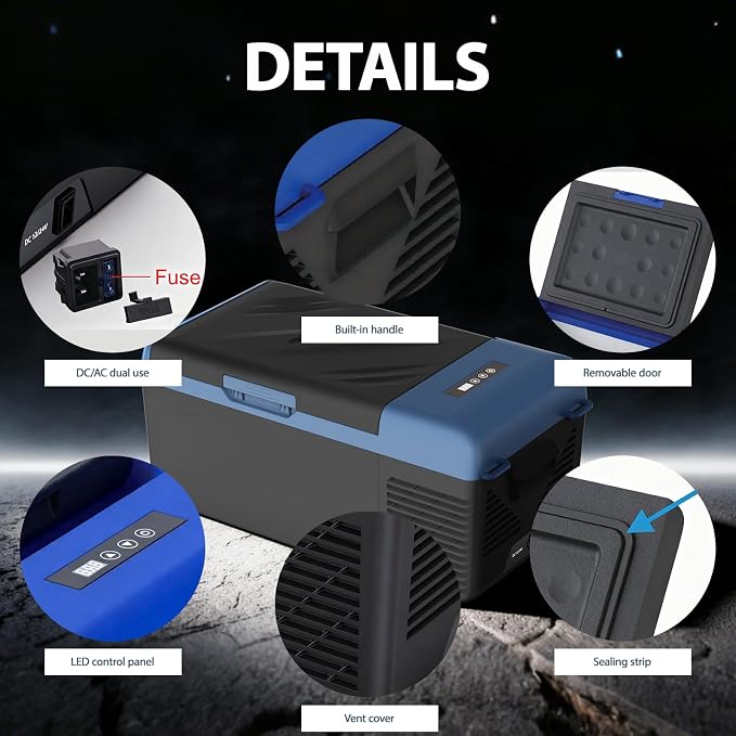 KI15 12 Volt Refrigerator,Portable Freezer,16 Quart(15L) Car Cooler,12V Car Fridge,12/24V DC 100-240V AC for Camping, Travel, Truck, RV, Boat -4℉~68℉