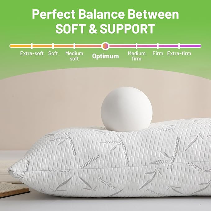 Primesoft Full Body Pillow with Removable Pillowcase for Adults,(Memory Foam Filling)(Long Pillow for Side Sleepers) (Fluffy and Firm)(Adjustable Filling)(20×54 Inch,White)