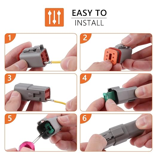 636PCS Deutsch Connectors Kit with Crimping Tool - 2/3/4/6/8/12 Pin Automotive Waterproof DT Connectors with Crimper, Removal Tool, Size 16 Solid Terminal Contacts, 14-18 AWG (Grey)