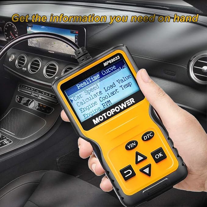MOTOPOWER MP0514A 12V Battery Tester with MP69033 Car OBD2 Code Reader Scanner