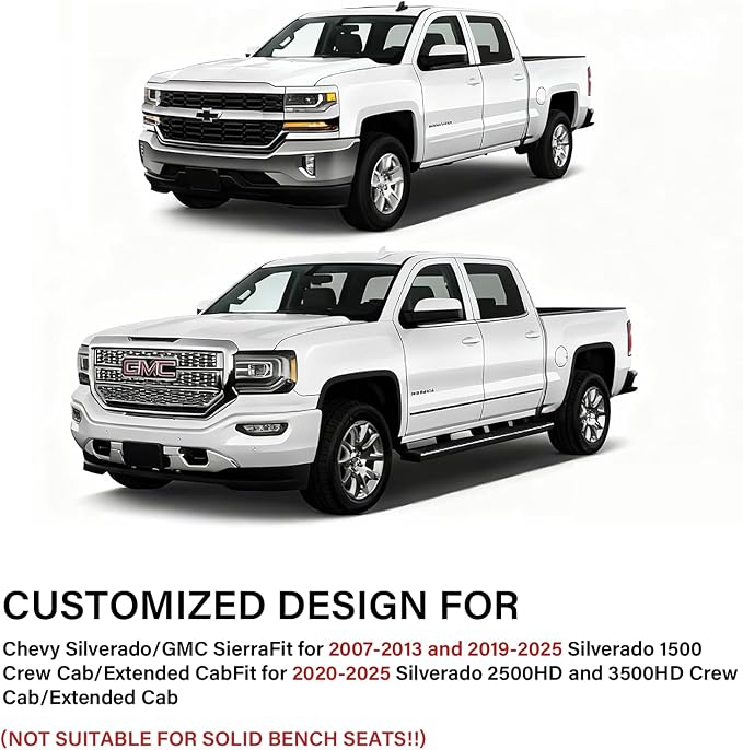 Coverado Silverado Rear Seat Covers, Faux Leather Car Seat Covers Fit for Chevy Silverado GMC Sierra 2007-2013 & 2019-2026 1500, 2020-2026 2500HD 3500HD Crew Double Extended Cab(Redline)