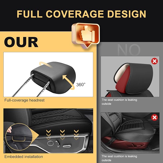 Seat Covers for Ford F150 2009-2025 2026 - F250/F350/F450 2017-2025 2026: 5 Seat Full Set Faux Leather Truck Seat Covers Car Cushion (5 Seats,Black)