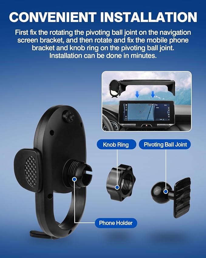 Autorder Car Phone Holder for Toyota Venza 2021 2022 2023 2024 Accessories Phone Mount 12.3" Screen Cell Phone Automobile Cradles 360 Degree Rotation (Not fit Screen with Automatic Light Sensor)