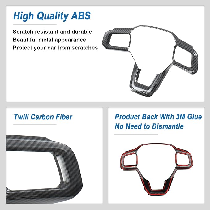 Carbon Fiber Steering Wheel Cover Compatible with Ford Mustang 2024 2025