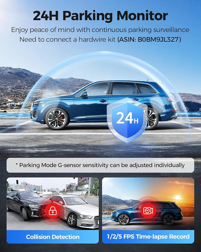 AZDOME 4K+2.5K Mirror Dash Cam with AR effects, ADAS, BSD & LCA Rear View Mirror Camera, 12" Rearview Mirror Camera, 5.8GHz WiFi, Voice Control, GPS, backup camera mirror Includes 64GB Card (PG17 Max)
