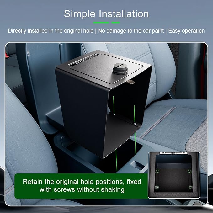 xipoqix Center Console Safe Vault Compatible with 2022-2025 Ford Maverick Armrest Safe Lock Box Replacement for 2022-2025 Ford Maverick Accessories